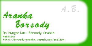 aranka borsody business card